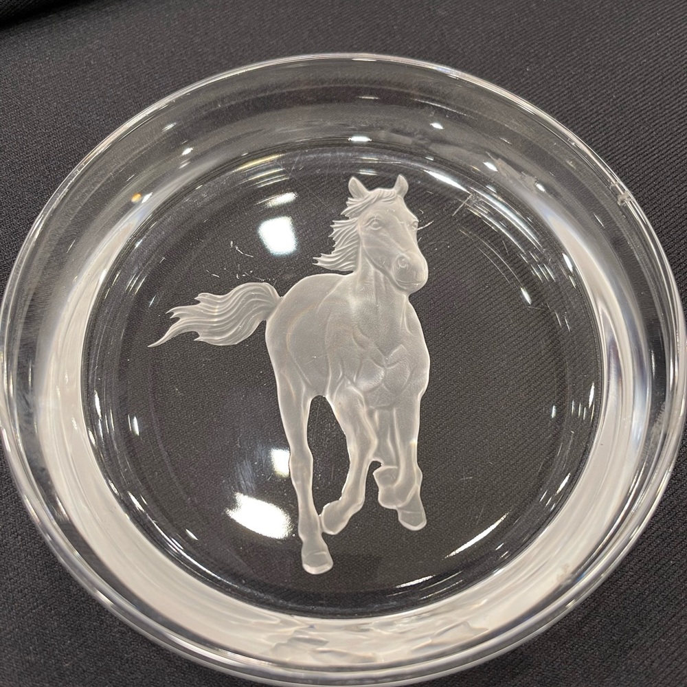 Hoya Crystal Wine Bottle Coaster. Japan Used